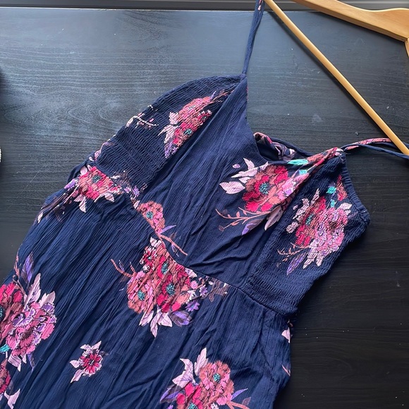 Navy Flora Jumpsuit - Picture 1 of 5